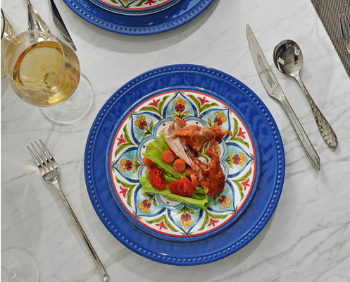 メラミンの食器セット,12個セット 食器セット4個セット プレートとボウルセット 屋外食器 洗碗機 安全 BPAフリー (Re)