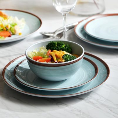 グリーン 12 PC メラミンの食器セット プレートとボウル モーデン