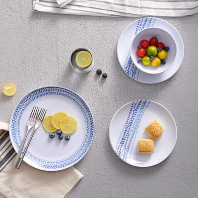 12pcs 田舎メラミンの食器セット 食器洗浄機 雨の安全